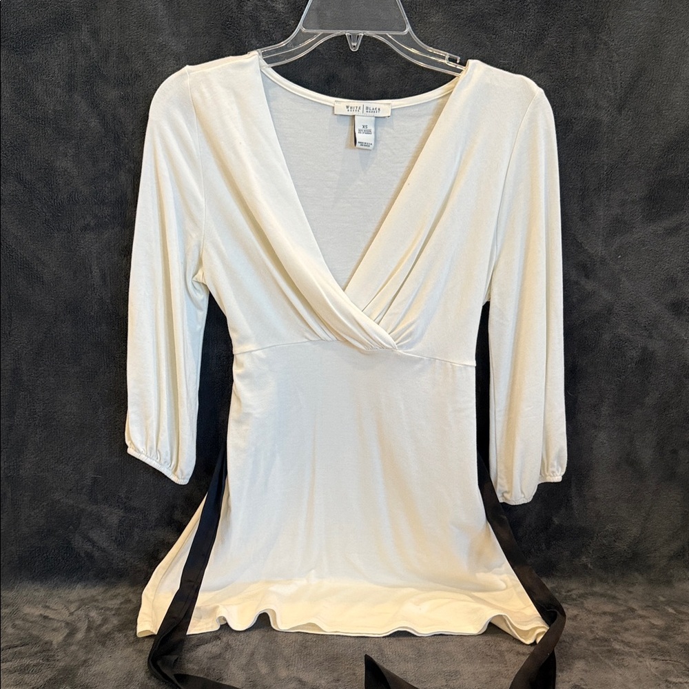White House Black Market Cream Wrap Blouse